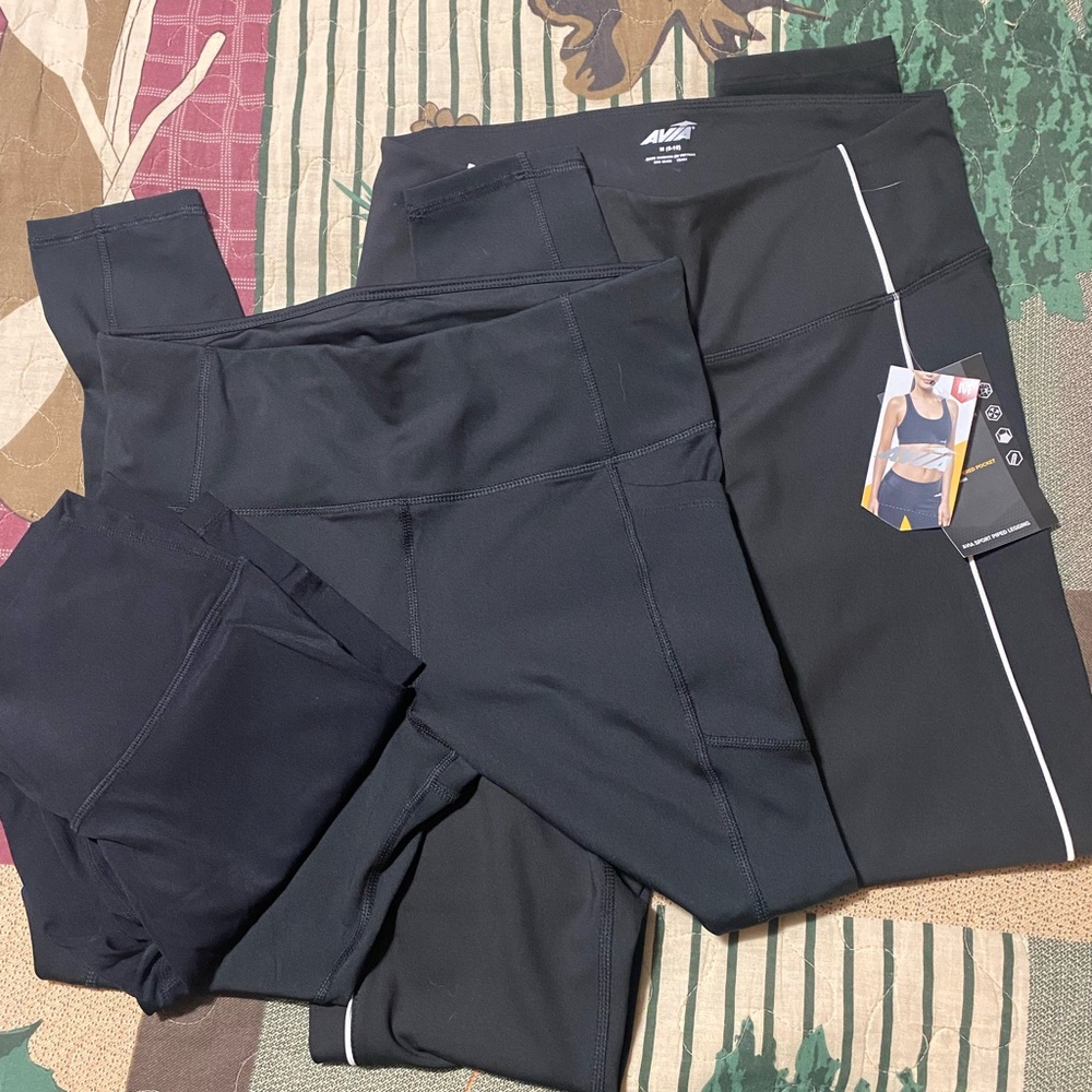 Avia Black Leggings with White Accents